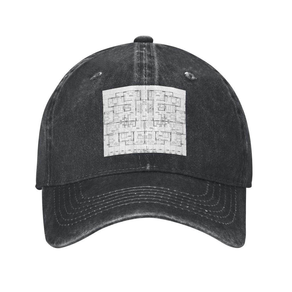architectural one story private house blueprints and drawings Denim Fabric Cap Baseball Caps Hat Summer Unisex Baseball Hats