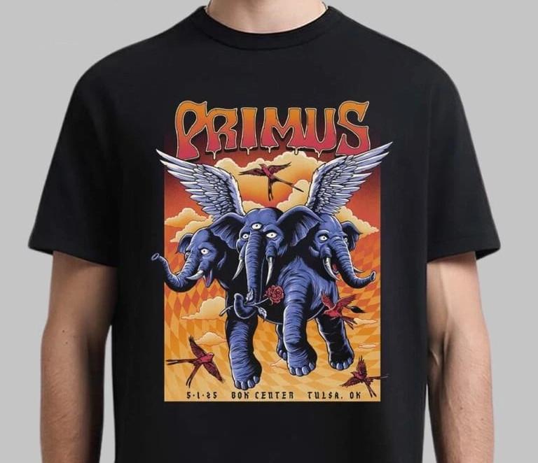 Primus Tulsa OK 2025 Three Heads Elephant Gift For Fans S to 5XL T-shirt BT929 Unisex T-Shirt S