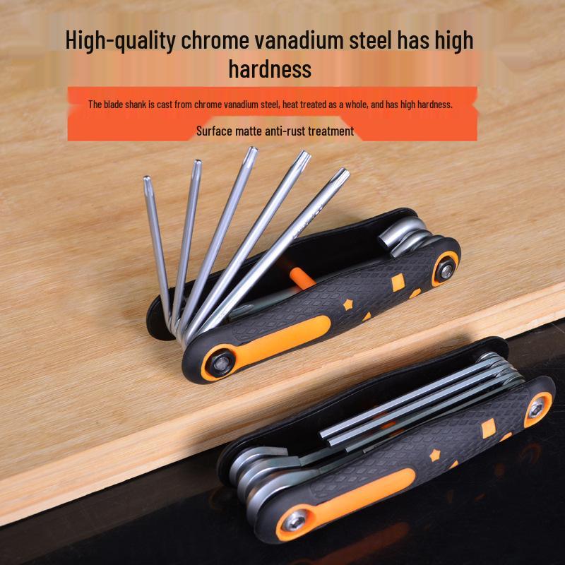Hexagonal Folding Screwdriver & Hex Key Set: Multifunctional Bicycle Repair Tool Wrench