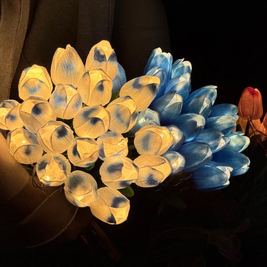 Yousheng Artificial Tulip Light LED Tulip Bouquet Night Lamp with Realistic PU Petals Glitter Tulip Tree Decorative Ambient Light for Home Bedroom