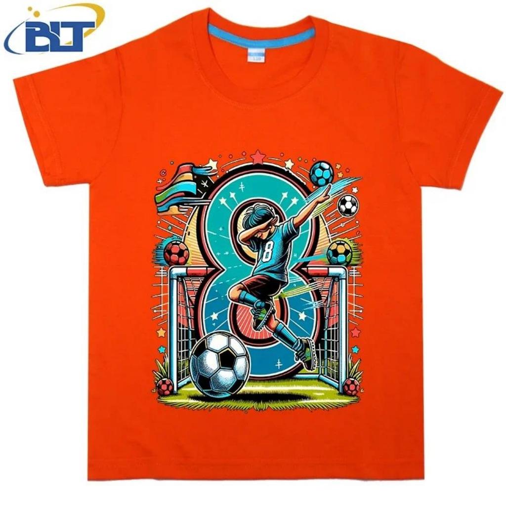 Summer New 8-year Old Short Sleeve Summer T-shirt Full of Personality Dab Gesture Football Fans Gift Children's Sports T-sh