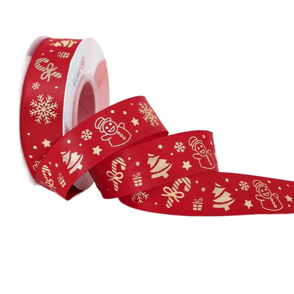 2.5cm Christmas Flower Packaging Gift Ribbon Bouquet Gold Hot Stamping Ribbon Ribbon Floral Packaging Material