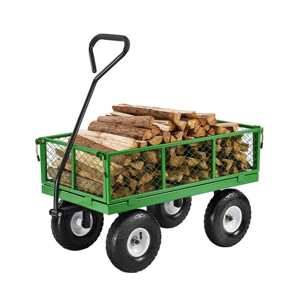 Steel Garden Cart 680lb Capacity Heavy Duty Yard Wagon Cart 10in Tires