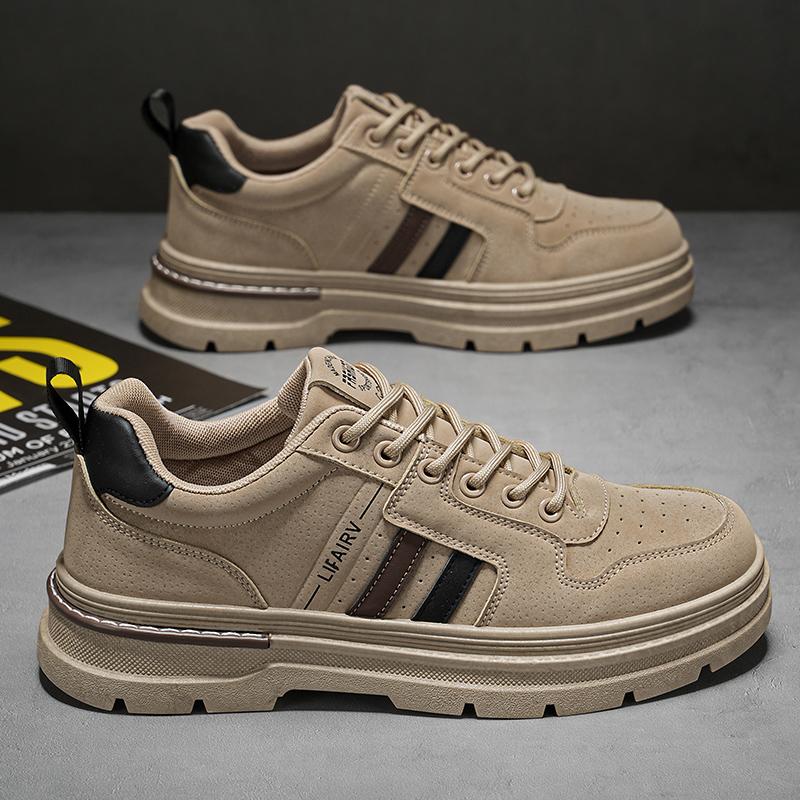 

Мужские уличные ботинки телесного цвета, повседневные, модные, удобные, мужские, прогулочные ботинки, низкие, со шнуровкой, на толстой подошве, рабочие ботинки 39