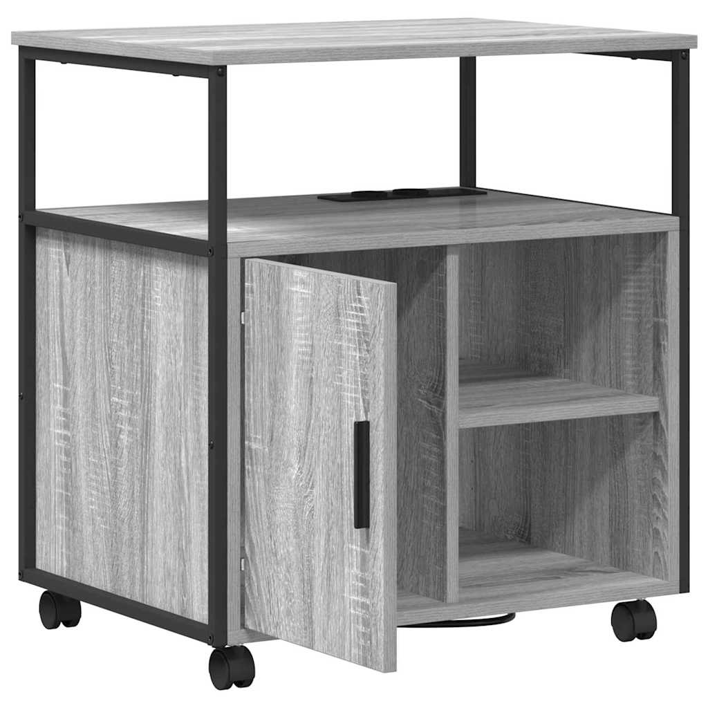 Cabinet with Charging Station and Wheels Grey Sonoma 61 x 46 x 67 cm