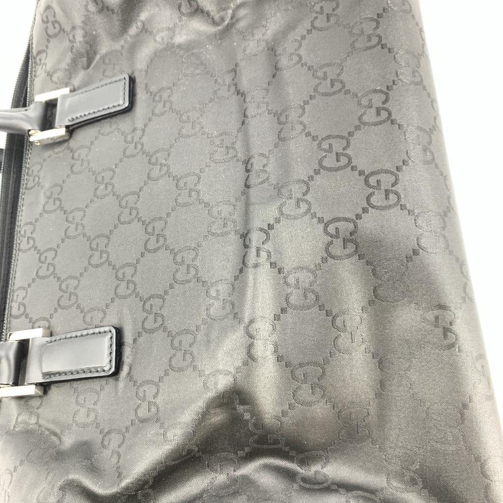 GUCCI GG Pattern Boston Bag Handbag Nylon Leather Interior Pocket Black A4 Size Men's 012 0383