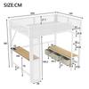 140 x 200 cm Metal Play Loft Bed with USB, LED, Desk, Open Wardrobe and 3 Laundry Drawers, White