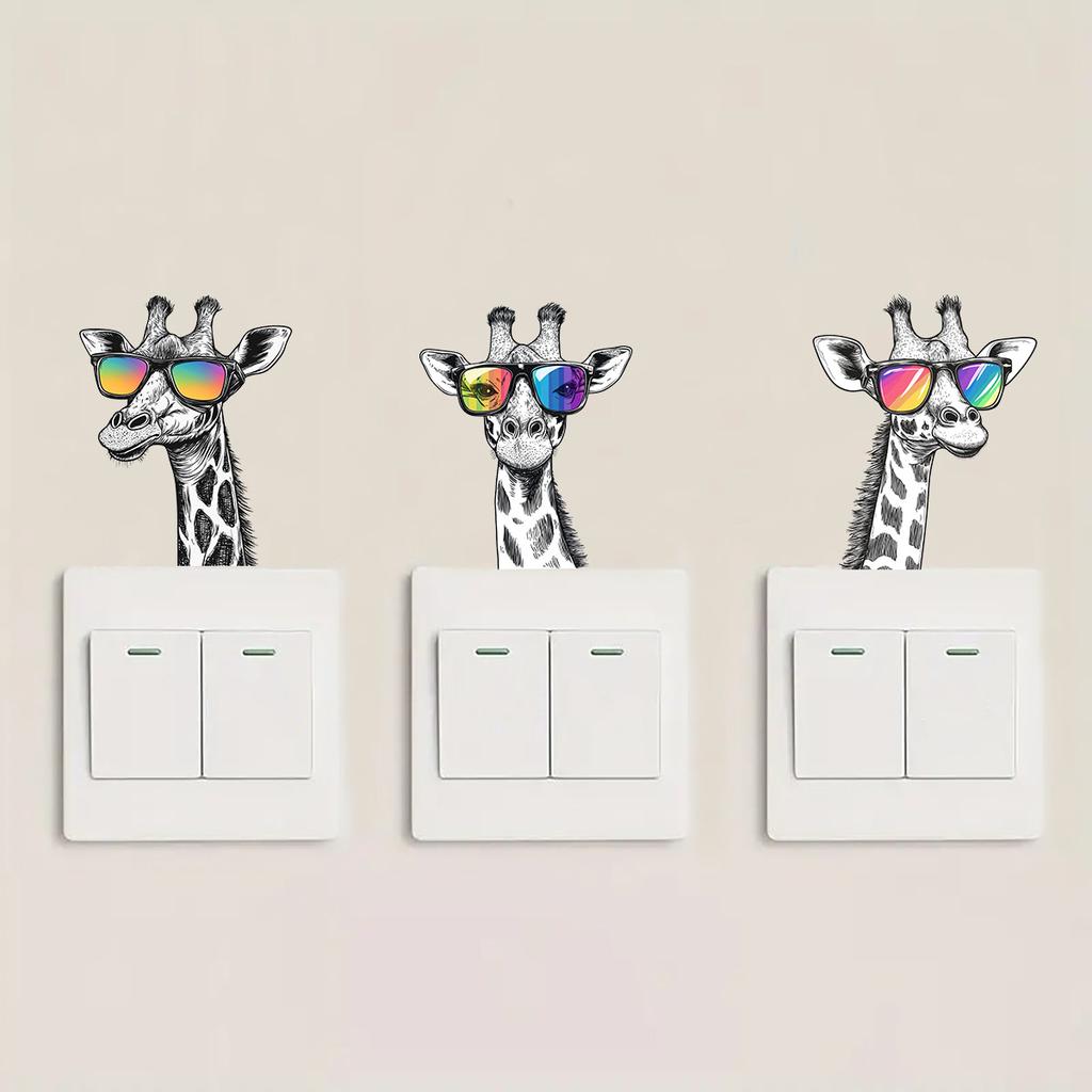 Blue Light Night Light Creative Sunglasses Giraffe Switch Sticker Personalized Switch Socket Decorative Sticker