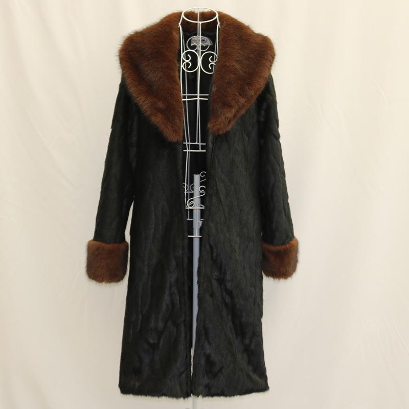 

Жіноча хутряна куртка норкове пальто приталеного крою довгий комір з хутра лисиці молода норка повсякденна потовщена тепла 9XL
