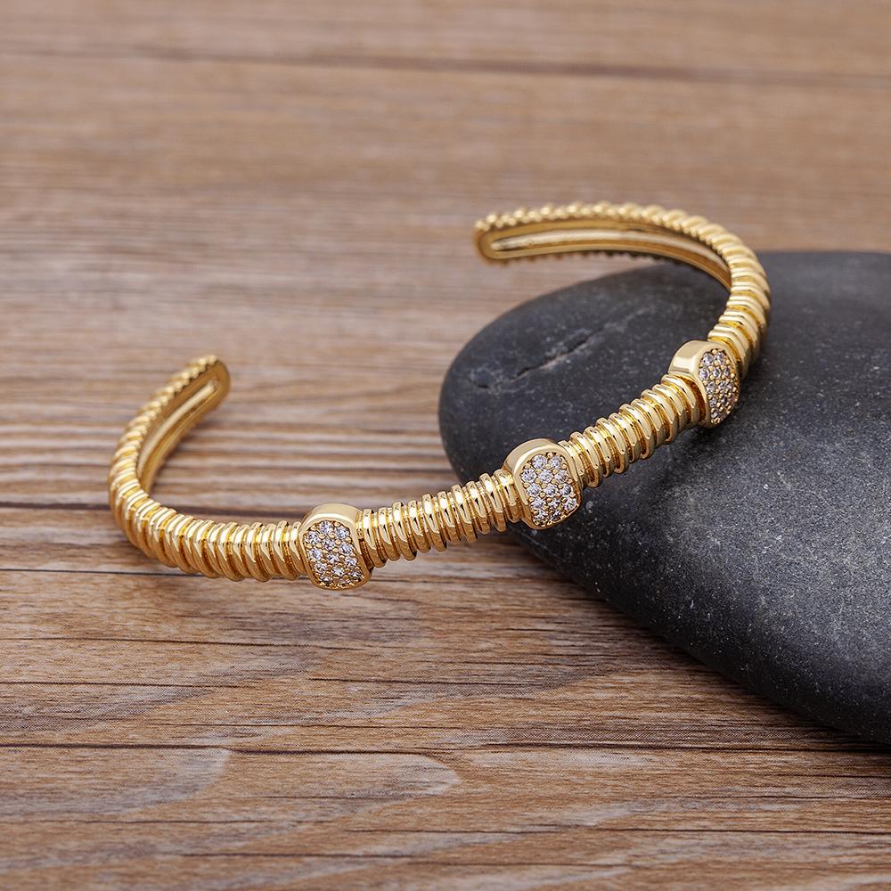 AIBEF New Fashion 8 Styles Punk Copper Zircon Bracelet for Women Crystal Open Cuff Bangles Accessories Jewelry Gift Dropshipping
