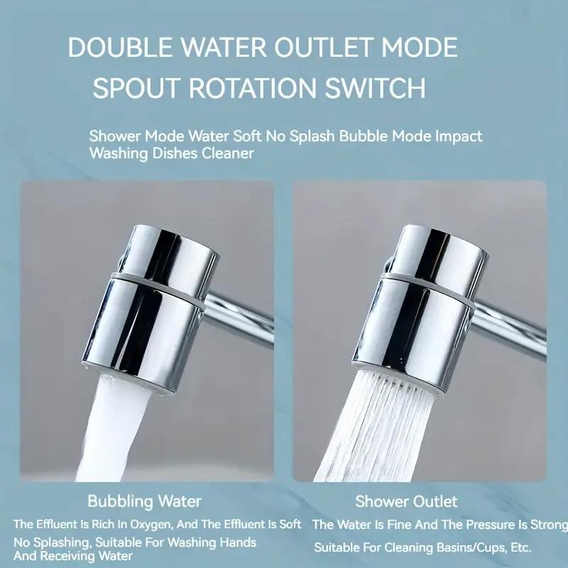 1080° Swivel Kitchen Faucet Extender Universal Splash-Proof Dual Spray Modes Rust-Proof Sink Accessories with Adapter