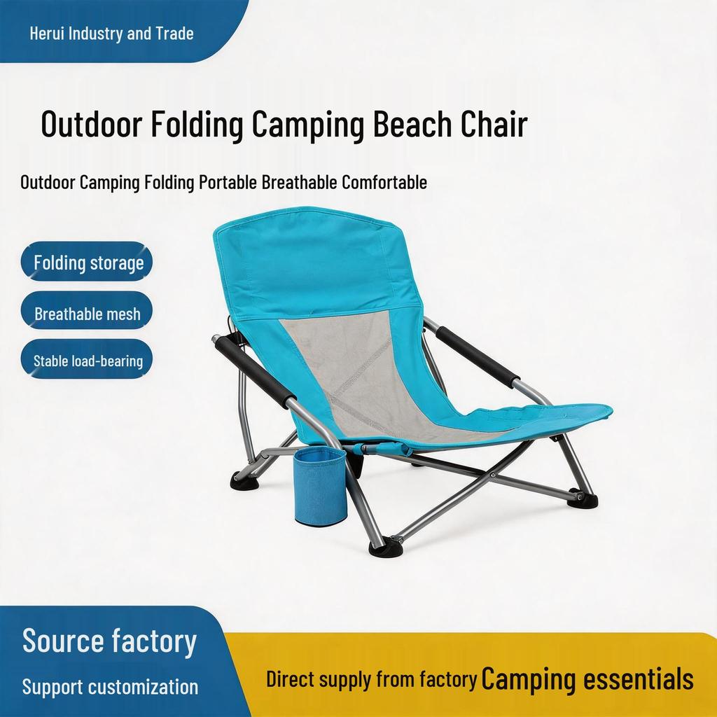 Compact Low Back Folding Chair for Camping, Beach, Travel, and Fishing