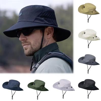 Sonnenhut mit breiter Krempe, verstellbarer Eimerhut, Fischerkappe für Unisex, Wandern, Angeln