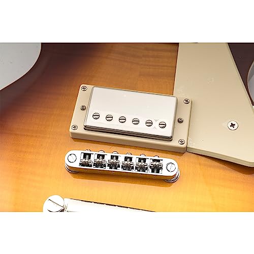 Musiclily Pro 10.4mm Pitch Roller Saddle Tune-O-Matic Bridge for LP, Epiphone, and Les Paul SG Electric Guitars, Chrome