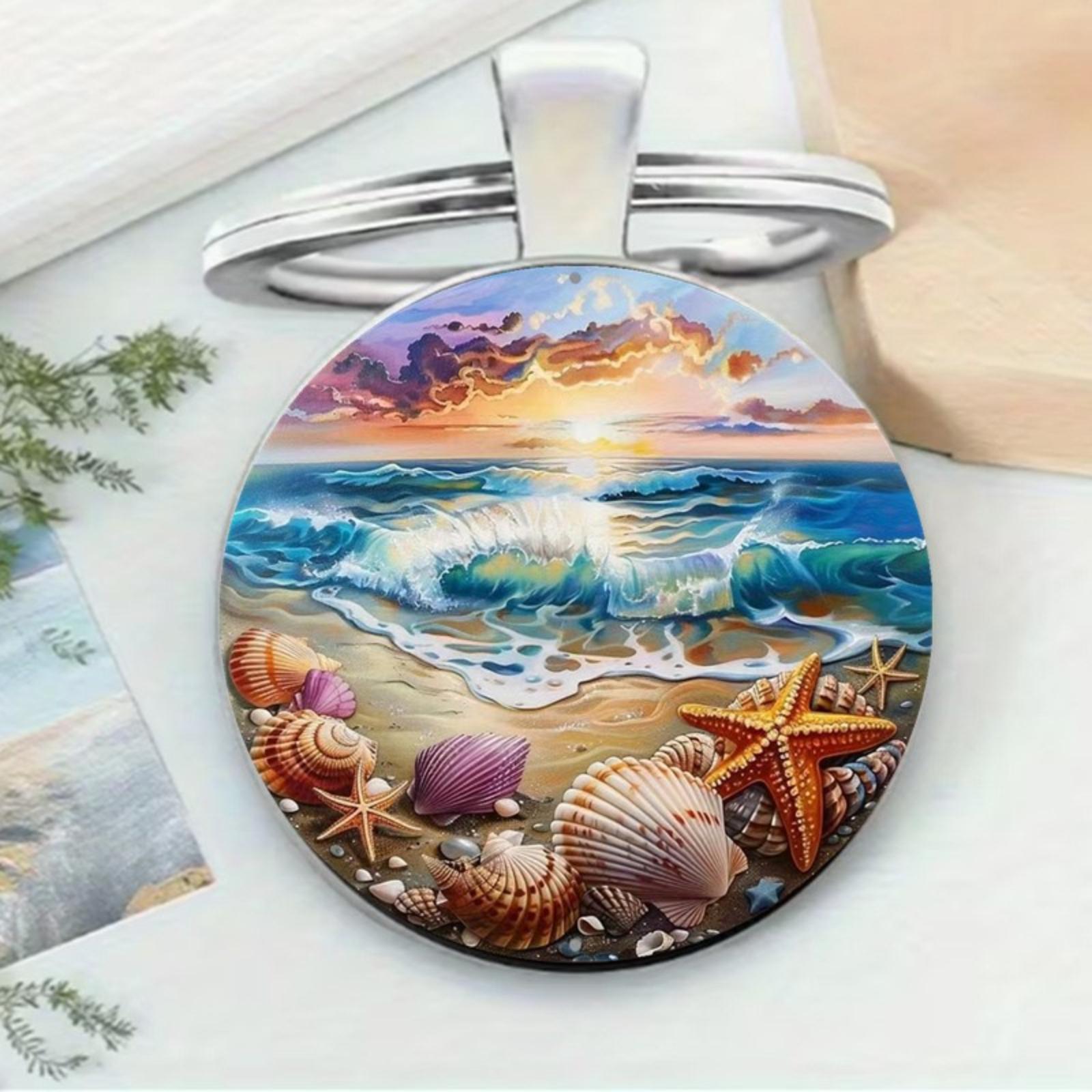 

Round Glass Alloy Pendant Keychain Durable Metal Key Ring Accessory for Keys Bag Charms and Everyday Use One Size