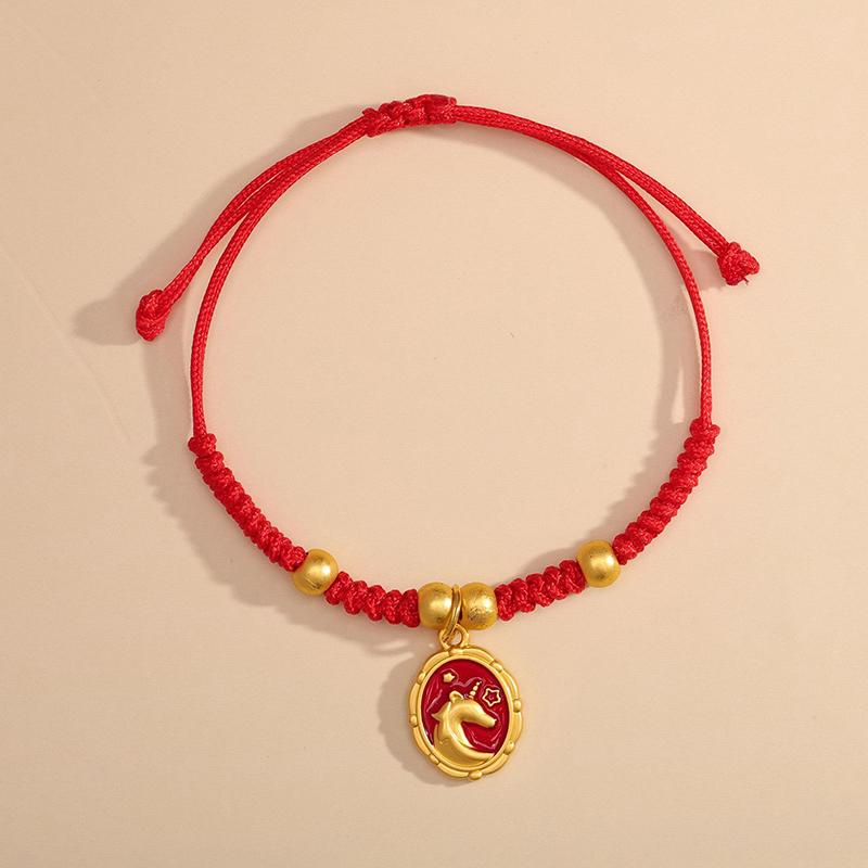 Chinese Style 2026 Horse Year Zodiac Bracelet For Women Men Lucky Hand-Woven Red Rope Bracelet New Year Jewelry Party Gift
