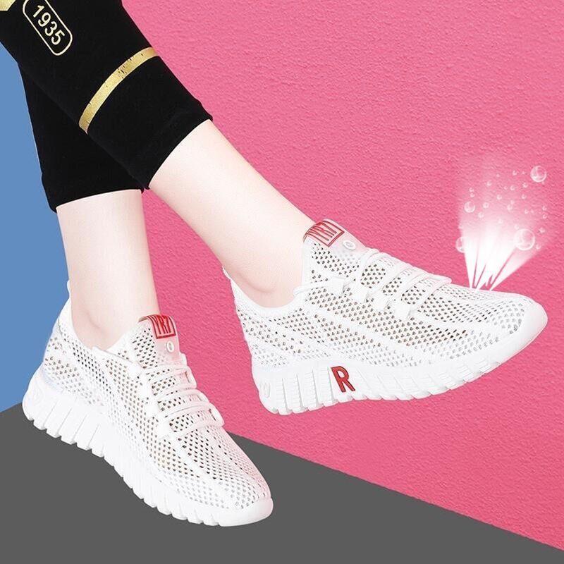 Scarpe di stoffa Scarpe da passeggio da donna Fondo morbido Scarpe da ginnastica antiscivolo per la mamma Scarpe a rete traspiranti Scarpe singole casual alla moda