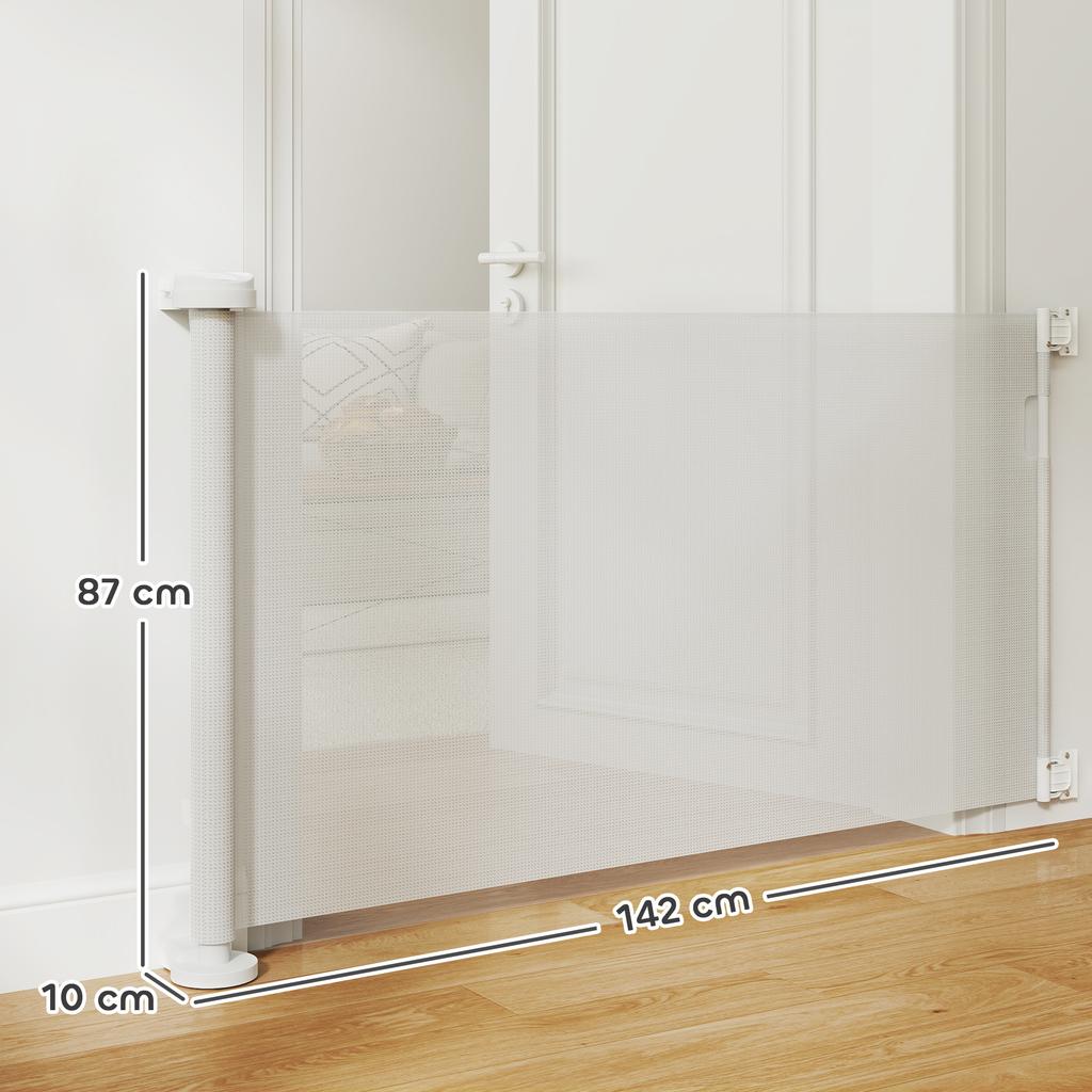 Stair Safety Gate Extendable 0-136cm 87 Cm High Door Safety Gate for Pets 142 X 10 X 87 Cm White