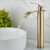Brushed Gold Basin Faucets Waterfall Black Bathroom Faucet Single handle Basin Mixers Taps Tall Bath Faucet Sink Water Crane