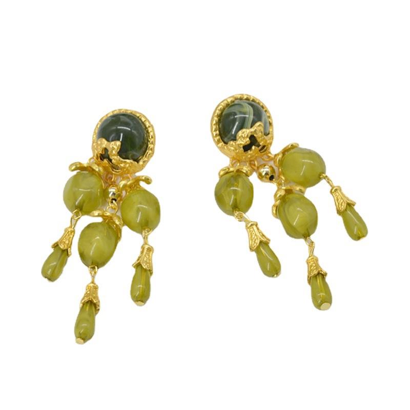 

Серьги в стиле ретро в стиле барокко, серьги с кисточками, тканые длинные серьги ручной работы из бисера, серьги в стиле дворцовой живописи маслом 1