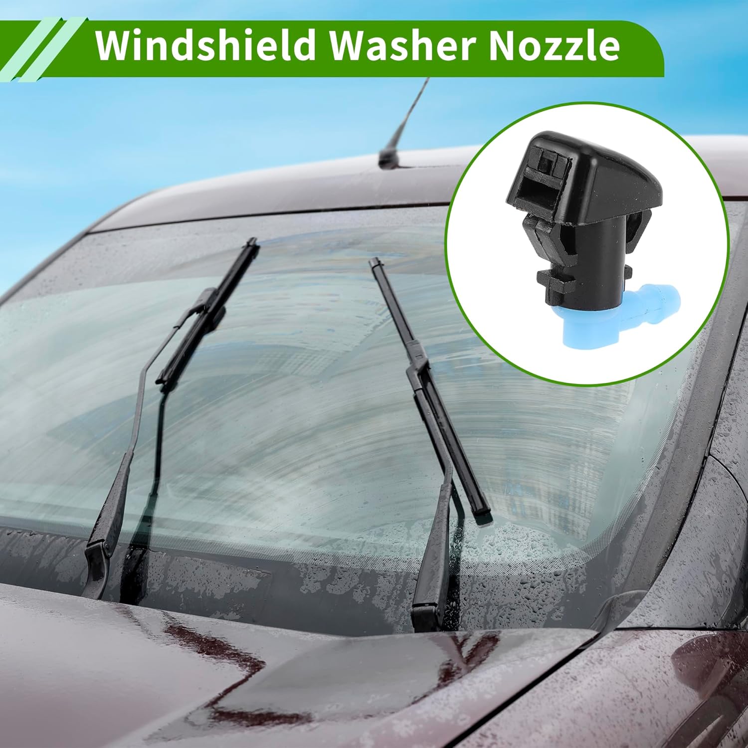 No.55157319AA Windshield Washer Nozzle for Jeep Commander 2006-2010 Black,Blue Front Windshield Spray Nozzles Wiper Spray Washer Jet Plastic 1 Set