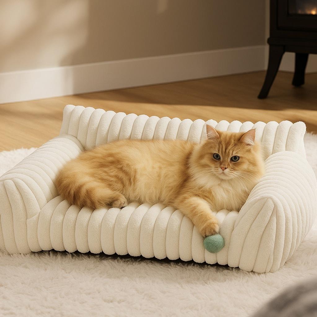 Sofá cama para mascotas de felpa de conejo extraíble y lavable universal para las cuatro estaciones perrera para gatos y perros cojín cálido