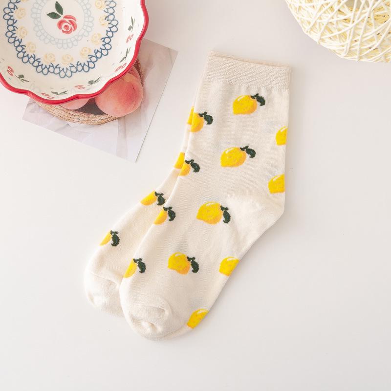 Japanese Cute Fruit Pattern Mid-Calf Women's Retro Socks