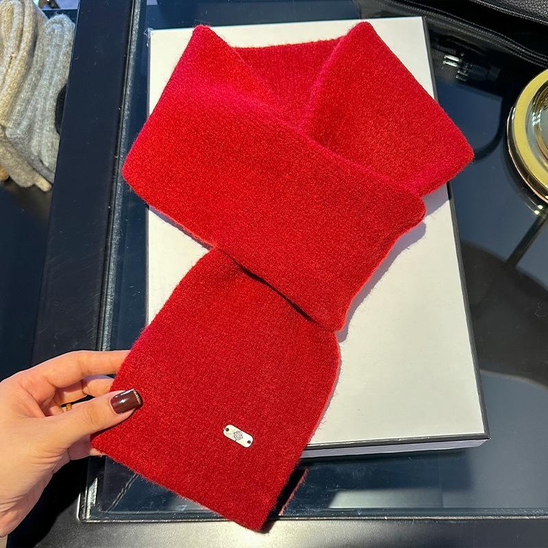 

Fashion Knitted Versatile Solid Color Wool Wool Blend Scarf For Women Winter Warm Shawl Soft Muffler Neckerchief Scarves One Size