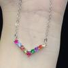 POMOiii New Imitation Seven-color Rainbow Natural Tourmaline Pendant Necklace Women's Collarbone Chain