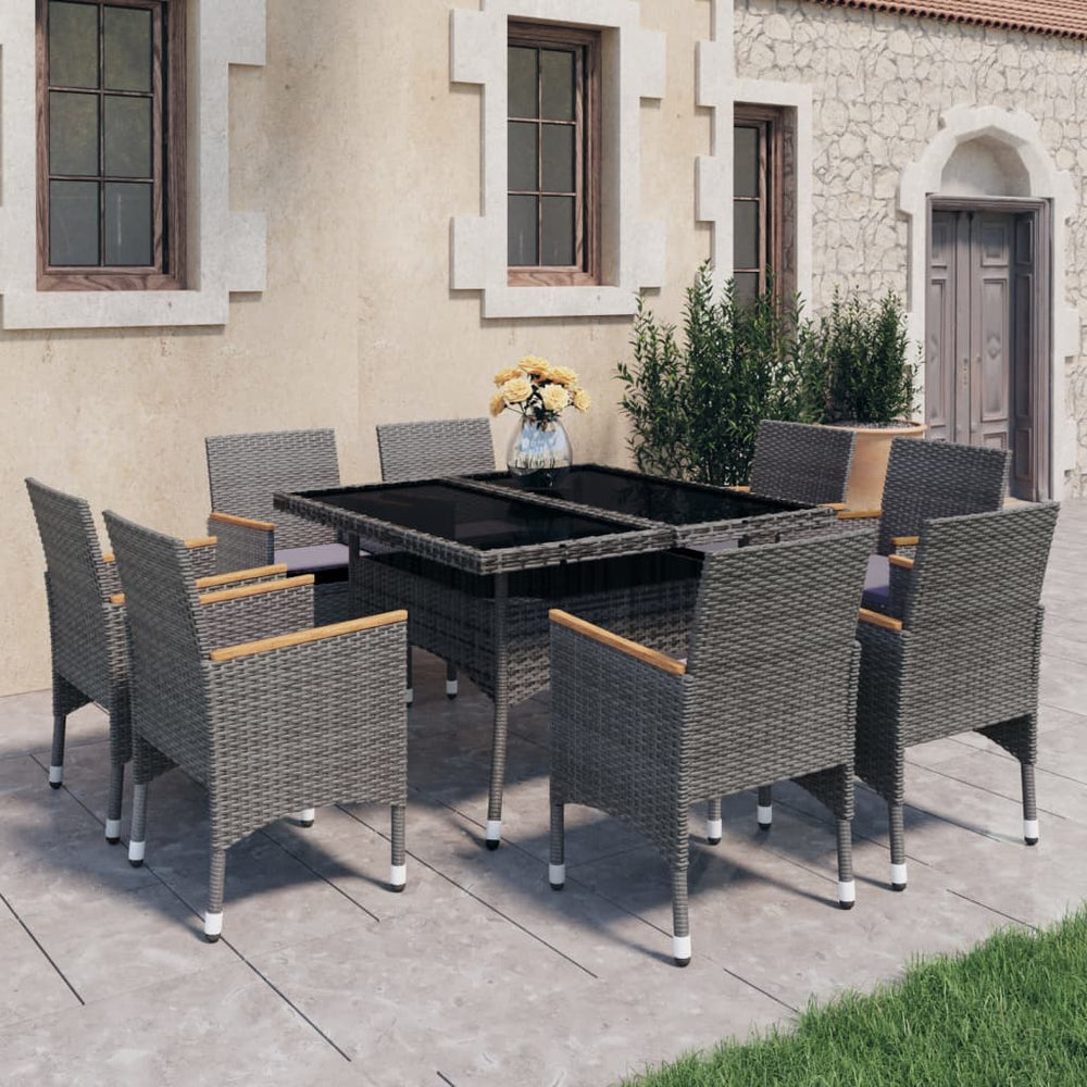 Ensemble à manger de jardin 9 pcs Résine tressée et acacia