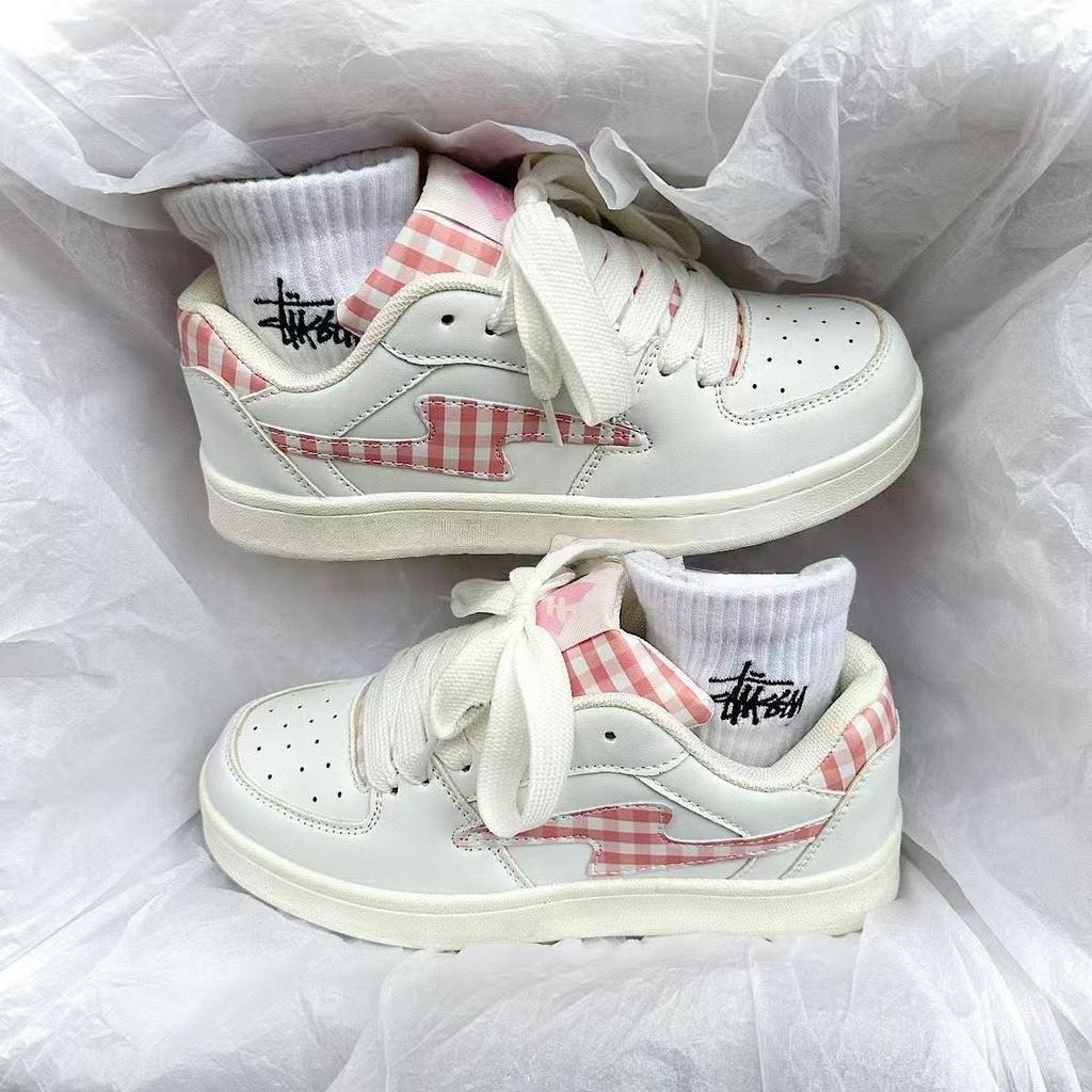 Summer Grid Design Blue Lightning Bread Shoes Original Couple Skateboard Breathable Board Shoes