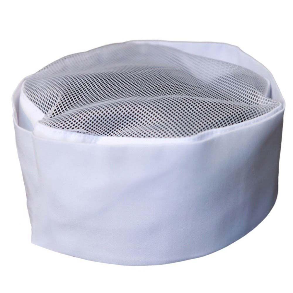 Wear Resistant Chef Flat Top Caps Mesh Head Circumference Breathable Sushi Cap  Both Sexes Chef
