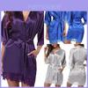 Womens Silk Plain Satin Robes Bridal Wedding Bridesmaid Bride Gown Bath Robe