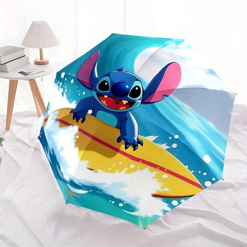 1pc Stitch Surfing Automatic Open/close, All-Season Portable Folding Umbrella, Perfect Gift for Friends  y250807035