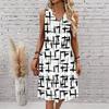 Plus Size V Neck Sleeveless Dress Misty Mountain Bamboo Ink Print For Scenic Area Travel