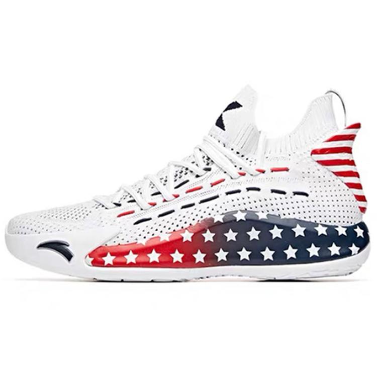 

Anta KT5 Low Cushioning Slip Resistant Abrasion Resistant Low top Basketball Shoes Men s White Red Blue 112031102-3 45
