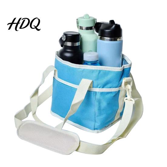 Insulated Drink Bag Carrier with Handle Strap Water Bottle Holder for Crossbody 4 Cups Detachable Divider Multi-Purpose Cooler Tote Picnic Travel