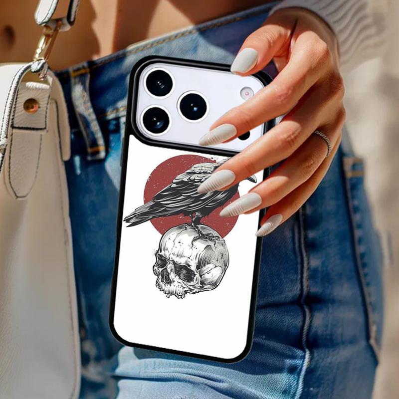 Raven Crow Skull pattern Phone Case For iPhone 17 Air 14 15 13 12 Max Cover For Apple 16e 11 Pro Max Plus Coque