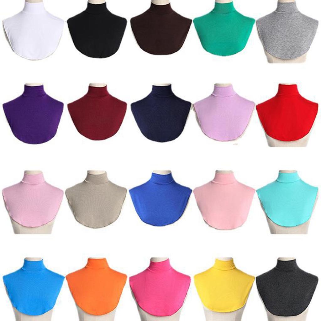 Womens Muslim Modal Turtleneck Fake Collar Islamic Hijab Extensions Solid Color Mock Neck Cover Half Top Detachable Hijab Neck W