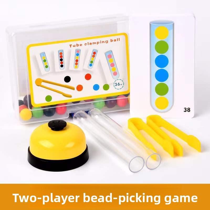 Wooden Double Tube Bead Clip Toy For Kids Fine Motor Skills Development