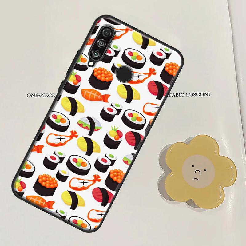 Kawaii Sushi Pattern For Huawei Nova Y60 Y70 Y90 Y61 Y91 3i 7i 8i 11i Nova 11 9 10 SE P20 P40 Lite P30 Pro Case