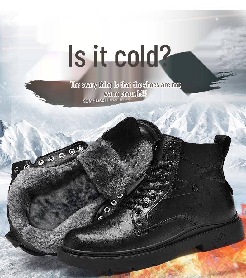 Men's Large Size High-Top Leather Winter Martin Boots for Outdoor Work
