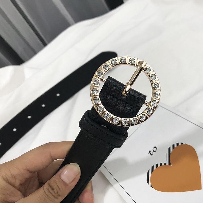 Elegant Rhinestone Round Buckle Women's Waist Belt Perfect For Fashionable Student Style