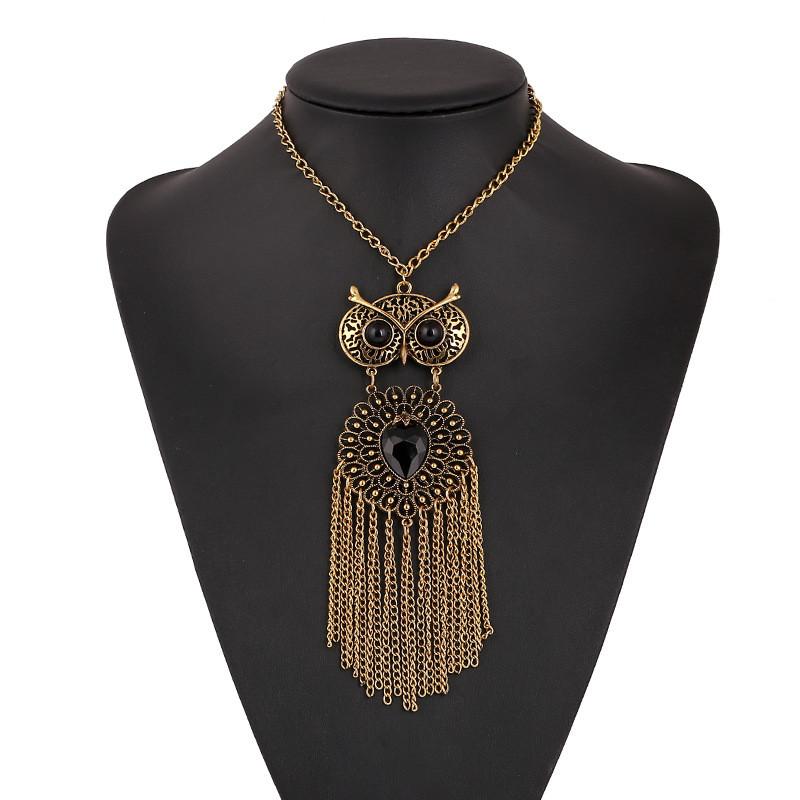 Owl Pendant Necklace With Rhinestone Embellishments For Women And Men