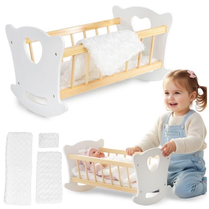 Berceau À Bascule En Bois Pour Poupée Avec Literie - Kinderplay Green Series (GS2105)