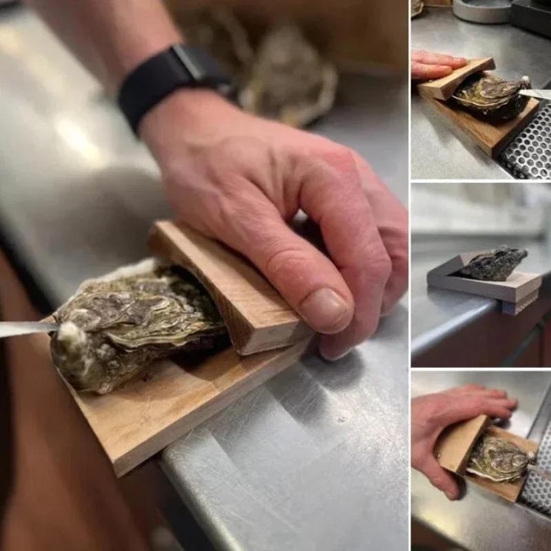 Austernöffner Werkzeuge Holz Meeresfrüchte Öffner Werkzeug Edelstahl Jakobsmuschelschalen Öffner Schälmesser für Zuhause Küche Barbecue Camping