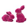 2Pcs/set Lovely Flocking Easter Rabbit Statues Small Resin Desktop Ornament Ideal For Party Table Centerpieces