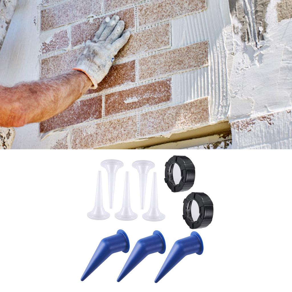 10pcs Sausage Caulk Gun Nozzle Set Includes Plastic Front Caps & Cone Nozzles Simple Installs for Seamless Application