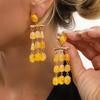 Multi-Layer Bead Bead Dangle Earrings Resin Geometric Earrings Vintage Statement Earrings  Banquet