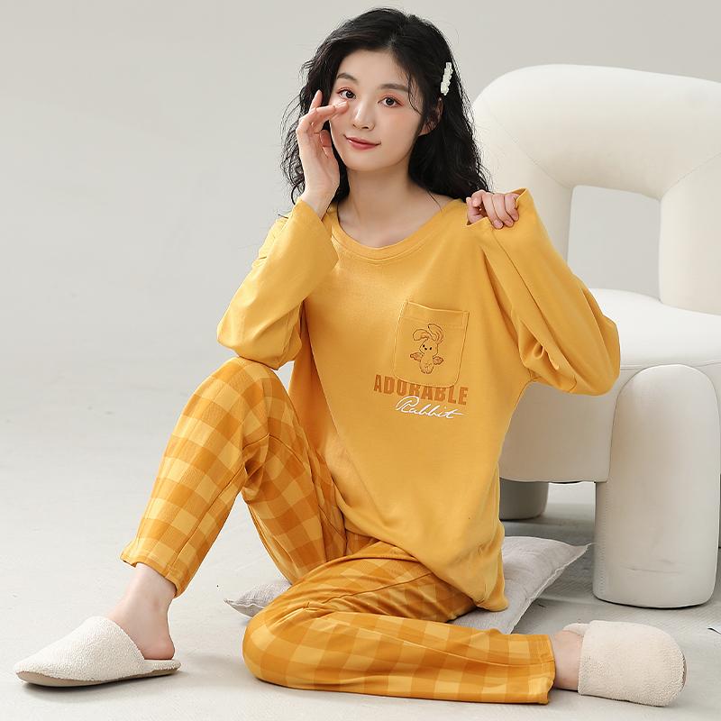

Оранжевая женская пижама, милая, кавайная, с длинными рукавами, длинные штаны, осенне-зимняя пижама для девочек, мягкая, уютная, женская ночная рубашка 2XL